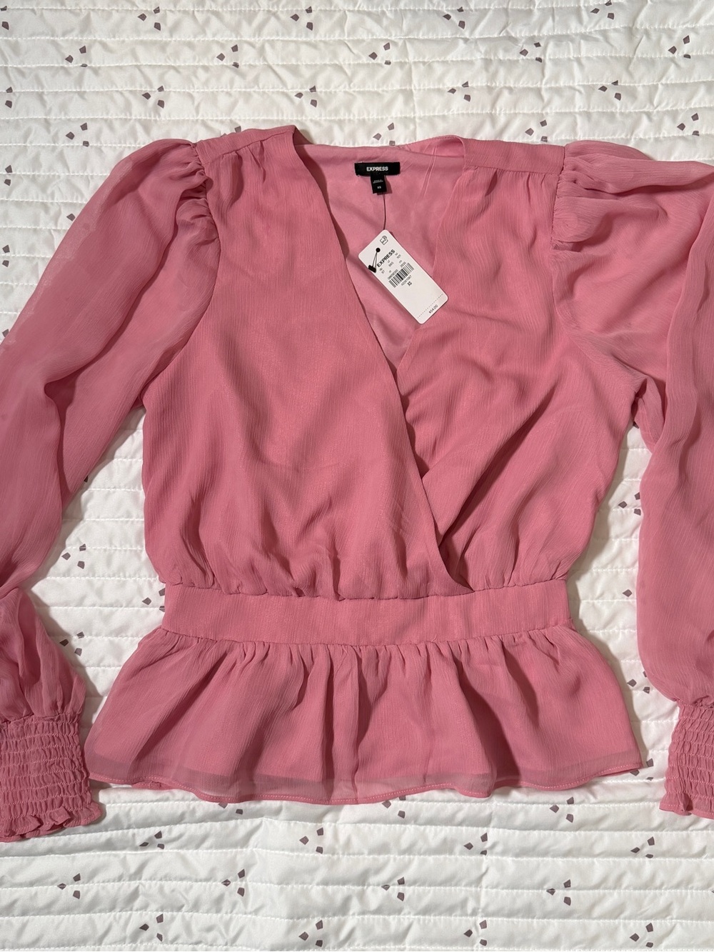 Express Rose Pink Surplice Peplum Blouse